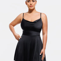 Shapewear Strappy Cowl Neck Tummy Control Flare Dress