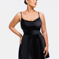 Shapewear Strappy Cowl Neck Tummy Control Flare Dress
