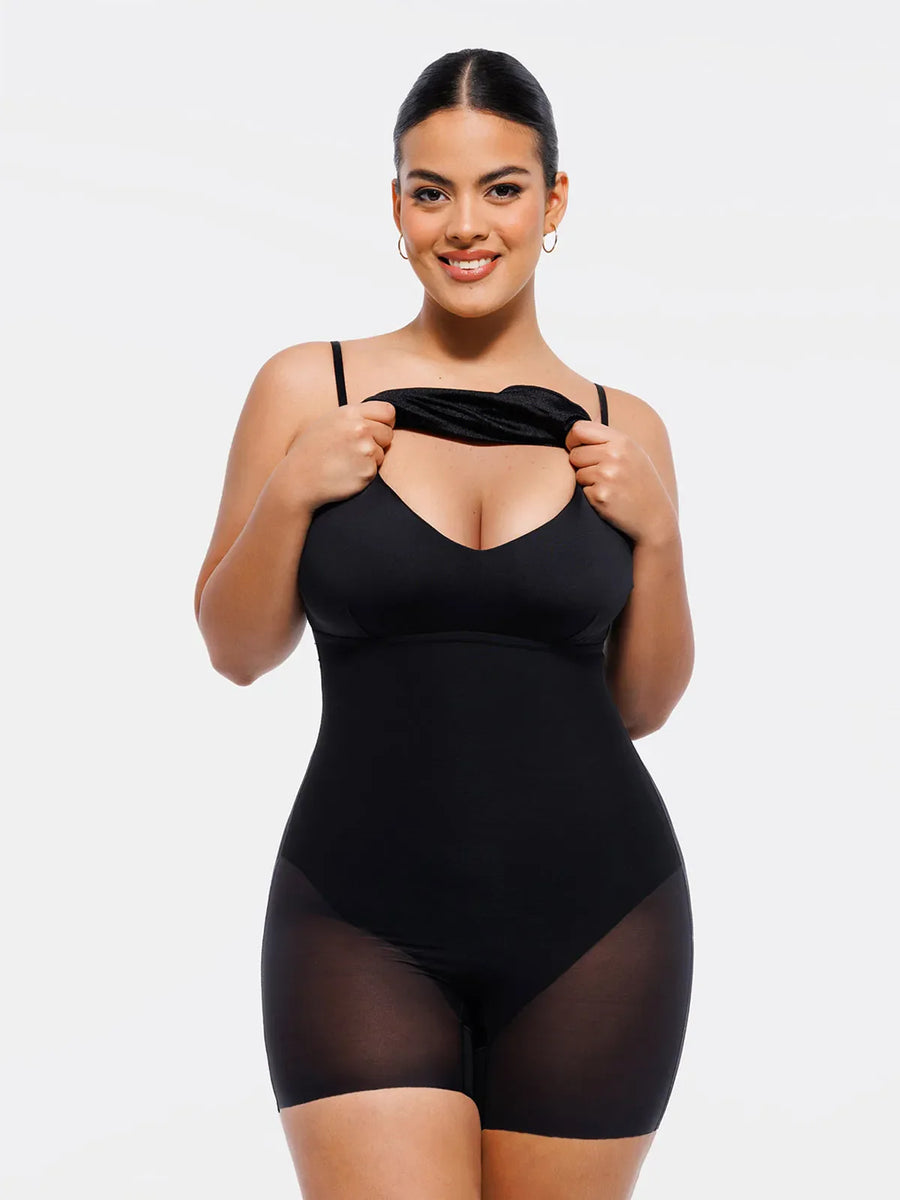 Shapewear Strappy Cowl Neck Tummy Control Flare Dress