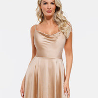 Shapewear Strappy Cowl Neck Tummy Control Flare Dress