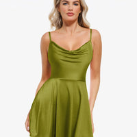 Shapewear Strappy Cowl Neck Tummy Control Flare Dress