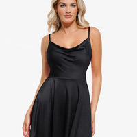 Shapewear Strappy Cowl Neck Tummy Control Flare Dress