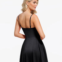 Shapewear Strappy Cowl Neck Tummy Control Flare Dress