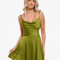 Shapewear Strappy Cowl Neck Tummy Control Flare Dress
