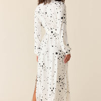 Skyler Cloud Jersey Banded Long Robe in White Stars