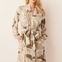 Quinn Cloud Jersey Banded Short Robe in Fern