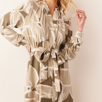 Quinn Cloud Jersey Banded Short Robe in Fern