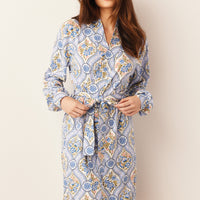 Quinn Cloud Jersey Banded Short Robe in Villeroy