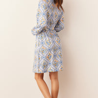 Quinn Cloud Jersey Banded Short Robe in Villeroy