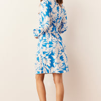 Quinn Cloud Jersey Banded Short Robe in Serene