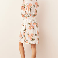 Quinn Cloud Jersey Banded Short Robe in Peaches & Cream