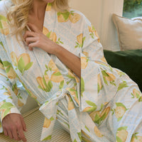 Kaia Cloud Jersey Kimono Robe in Lemon Spritz