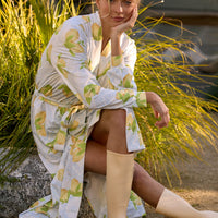 Della Cloud Jersey Banded Midi Robe in Lemon Spritz