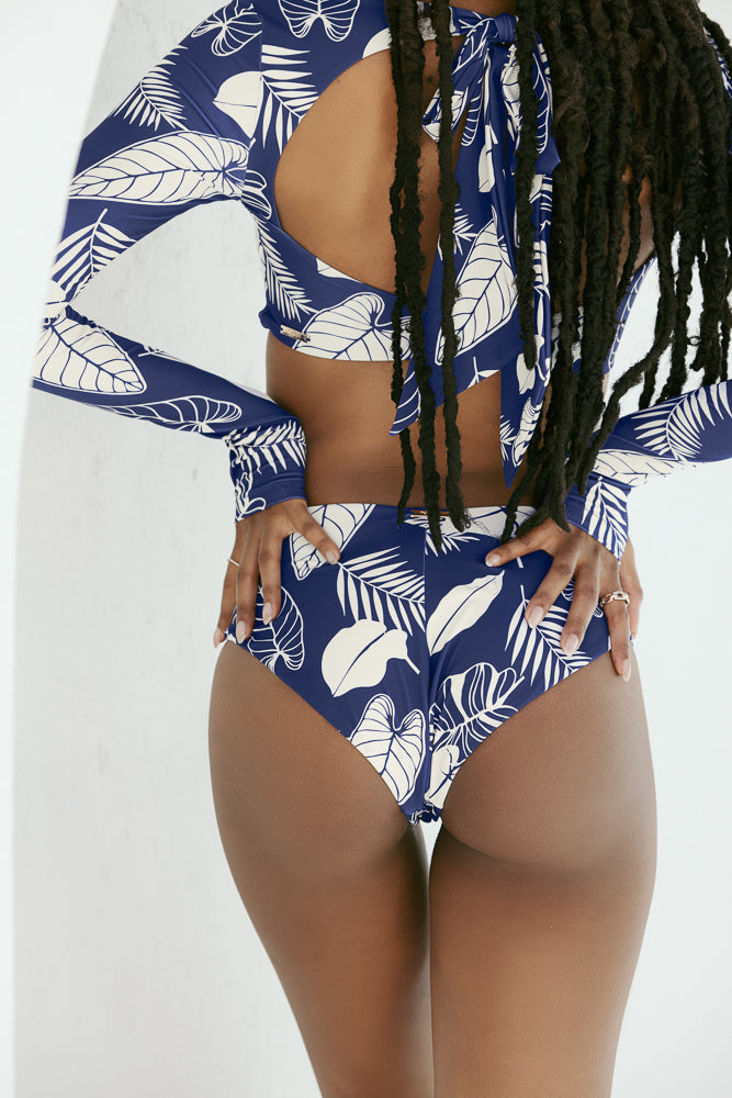 High Tide Cheeky Bikini Bottoms - Blue Palm