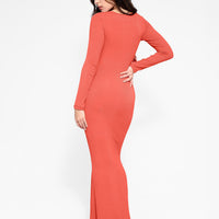 Shapewear Square Neck Long Sleeve Slimming Modal Maxi Dress