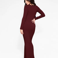 Shapewear Square Neck Long Sleeve Slimming Modal Maxi Dress