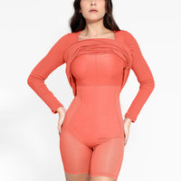 Shapewear Square Neck Long Sleeve Slimming Modal Maxi Dress