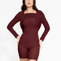 Shapewear Square Neck Long Sleeve Slimming Modal Maxi Dress