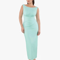 Shapewear Boatneck Draped Sculpting Maxi Dress