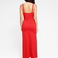 Shapewear Ruched Side Slit Slimming Maxi Slip Dress