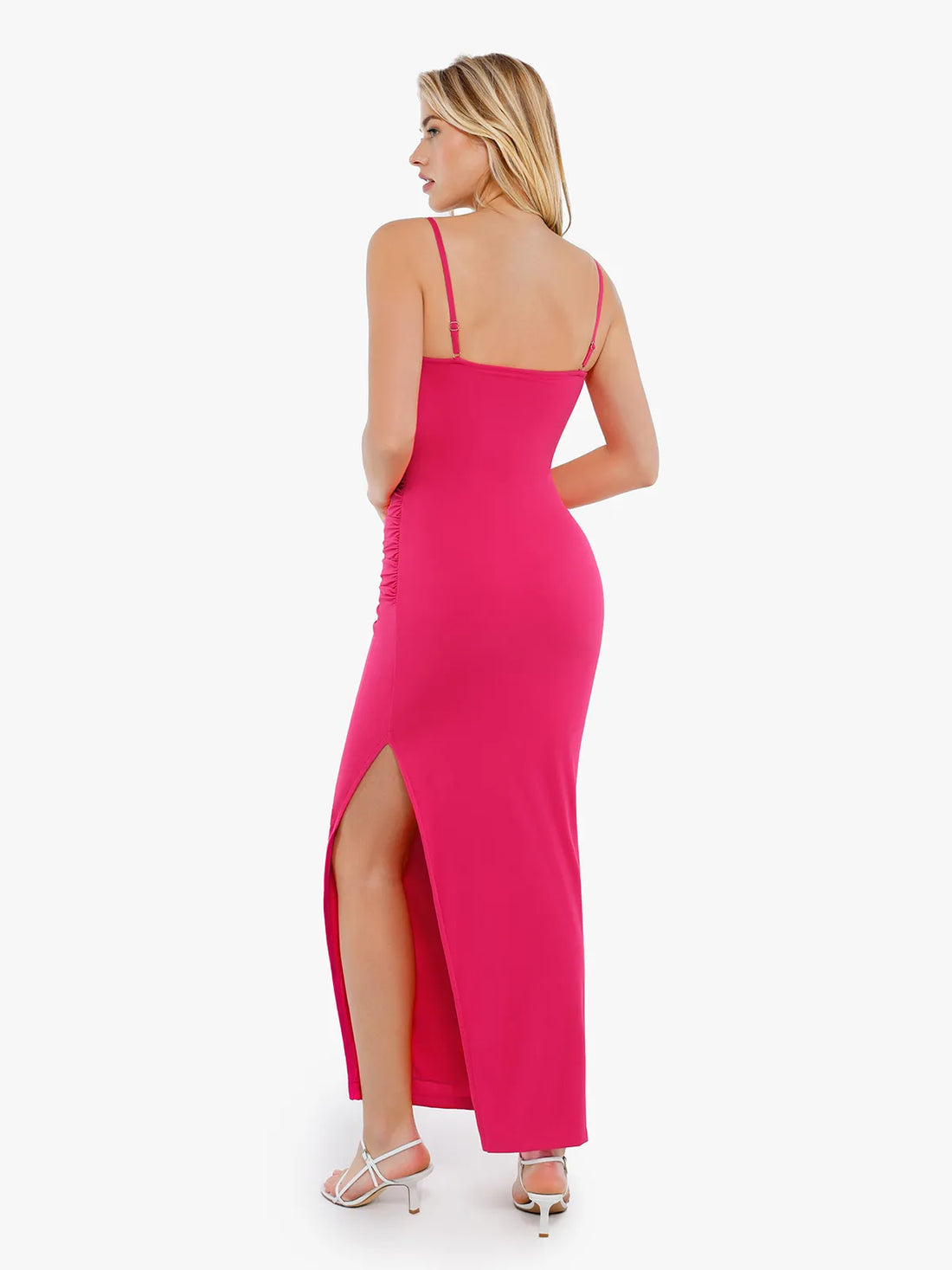 Shapewear Ruched Bias Twist Tummy Control Maxi Dress