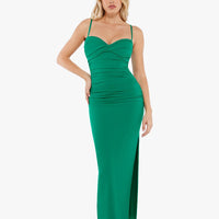 Shapewear Ruched Bias Twist Tummy Control Maxi Dress