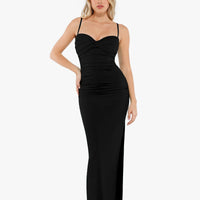 Shapewear Ruched Bias Twist Tummy Control Maxi Dress