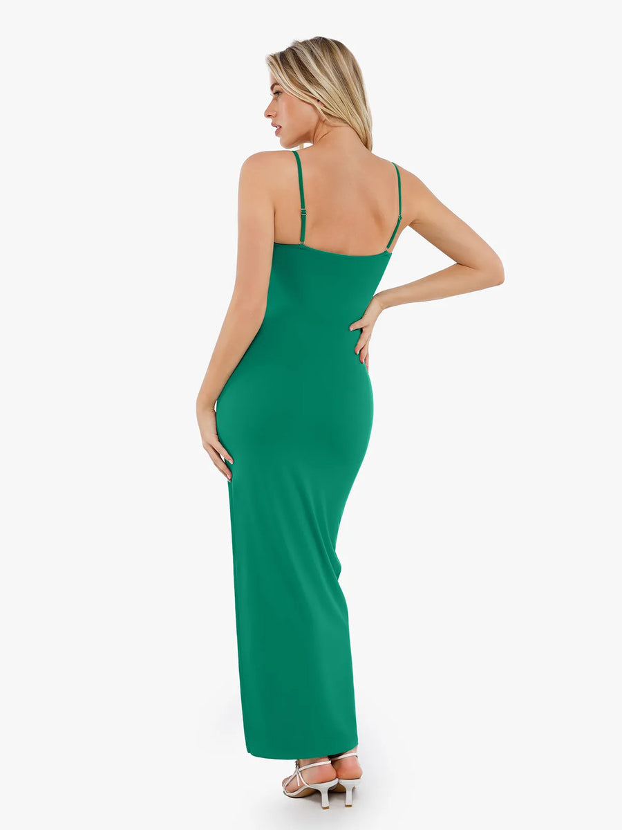 Shapewear Ruched Bias Twist Tummy Control Maxi Dress