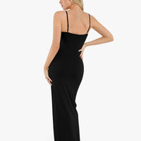 Shapewear Ruched Bias Twist Tummy Control Maxi Dress