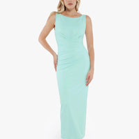 Shapewear Boatneck Draped Sculpting Maxi Dress