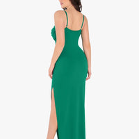Shapewear Ruched Bias Twist Tummy Control Maxi Dress