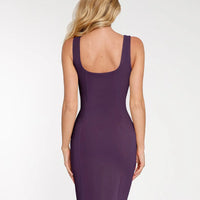 Shapewear Faux Nubuck Bodycon Sculpting Slit Midi Dress