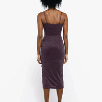 Shapewear Metallic Knit Bodycon Sculpting Midi Slip Dress