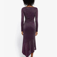 Shapewear Metallic Knit Long Sleeve Slim Mermaid Maxi Dress
