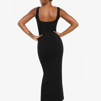 Shapewear Modal Slimming Lace Trim Henley Tank Maxi Dress