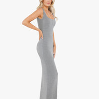 Shapewear Modal Slimming Lace Trim Henley Tank Maxi Dress