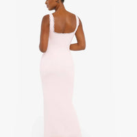 Shapewear Modal Slimming Lace Trim Henley Tank Maxi Dress