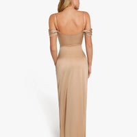 Shapewear Off Shoulder Shine Ruched Sculpting Maxi Dress