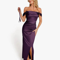 Shapewear Off Shoulder Shine Ruched Sculpting Maxi Dress