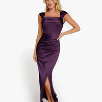 Shapewear Off Shoulder Shine Ruched Sculpting Maxi Dress