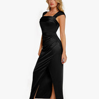 Shapewear Off Shoulder Shine Ruched Sculpting Maxi Dress
