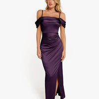 Shapewear Off Shoulder Shine Ruched Sculpting Maxi Dress