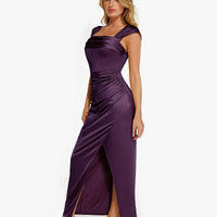 Shapewear Off Shoulder Shine Ruched Sculpting Maxi Dress