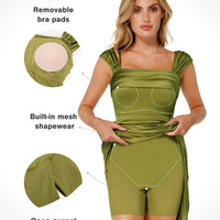 Shapewear Off Shoulder Shine Ruched Sculpting Maxi Dress