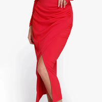 Shapewear Rib Modal Built In Sculpting Midi Wrap Skirt