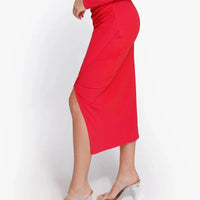 Shapewear Rib Modal Built In Sculpting Midi Wrap Skirt