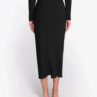 Shapewear Rib Modal Built In Sculpting Midi Wrap Skirt