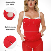 Shapewear Contrast Trim Built-In Sculpting Maxi Dress
