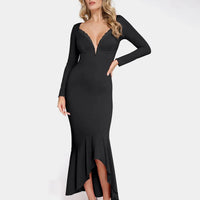 Shapewear Long Sleeve Lace Trim Sculpting Mermaid Maxi Dress