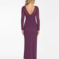 Shapewear Mesh Long Sleeve V-Back Slimming Maxi Dress
